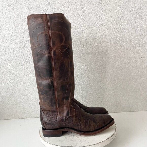 NEW Rod Patrick Womens Riding Cowboy Boots 10B Brown Caiman Leather Western Tall - Picture 2 of 11